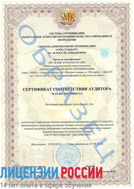 Образец сертификата соответствия аудитора №ST.RU.EXP.00006174-1 Александровск Сертификат ISO 22000